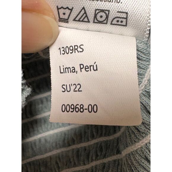 NATION LTD Iona Smocked Long Sleeve Blouse Top Dusty Blue, Sz L - Picture 9 of 9